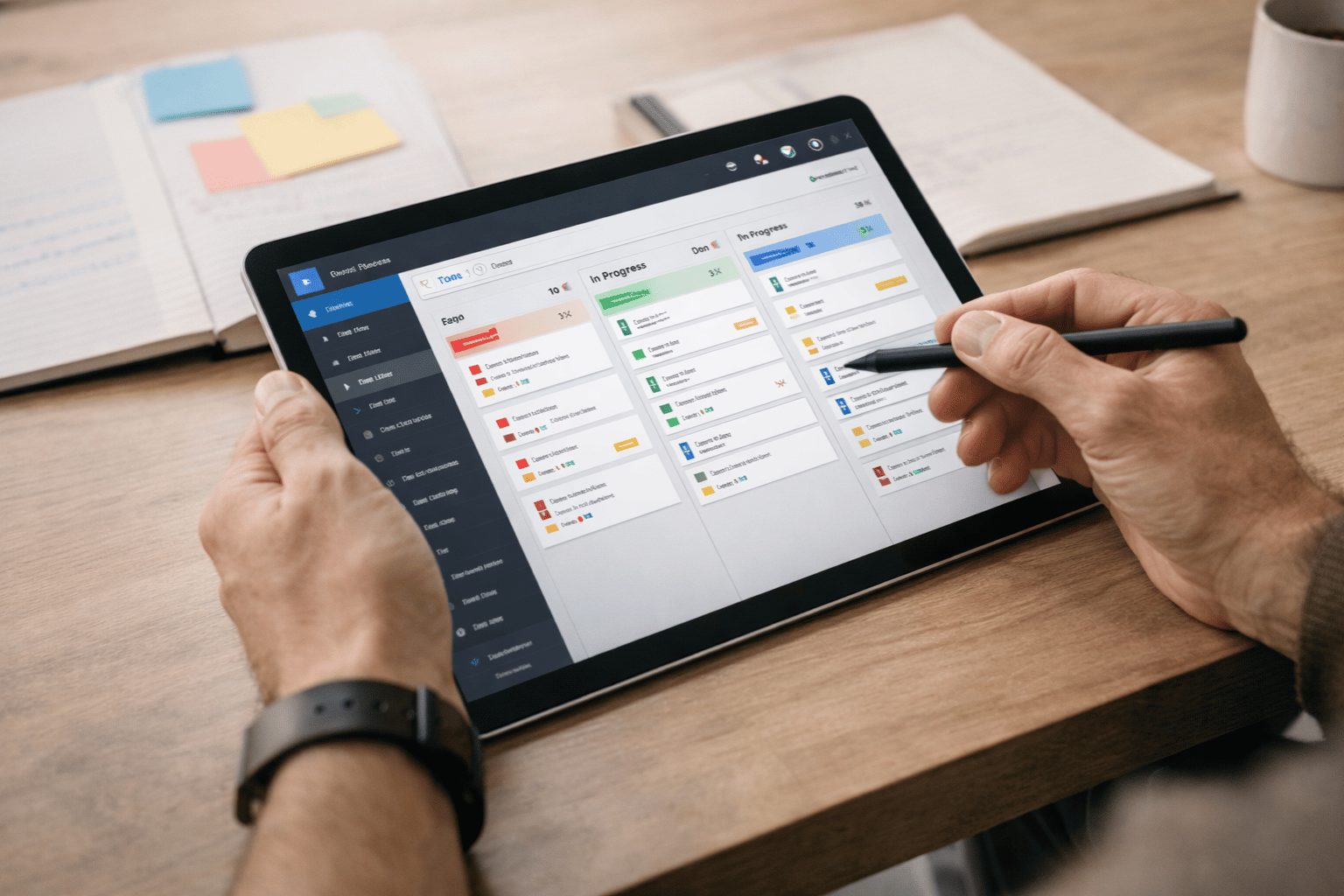 Remote team using small business project management software 2026 with a video call and project timeline